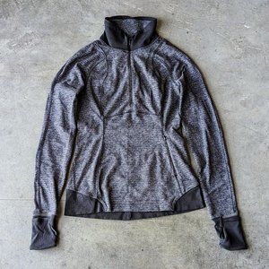 Lululemon Runderful 1/2 Half Zip Long Sleeve Top Mini Check Black